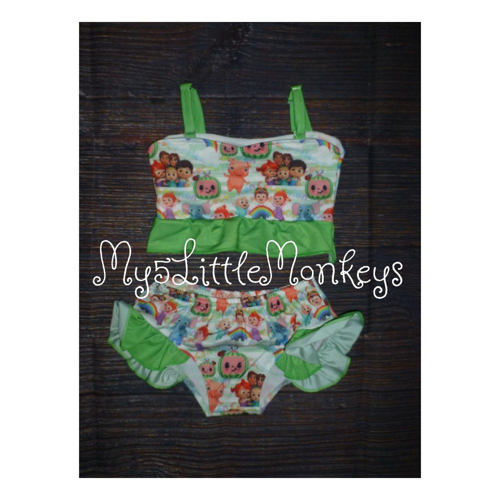 Boutique Cocomelon Ruffle Bikini Swimsuit